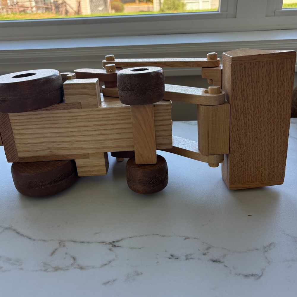 Handcrafted Wooden Excavator Backhoe Loader Heavy Equipment Construction Model - Picture 10 of 15